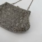 La Regale Vintage  Silver Beaded Clutch Bag Evening Satin Small Photo 4