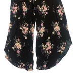 American Rag Black Floral Wide-Leg Pants with Side Slits and Waist Tie Photo 3