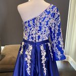 Women’s One Shoulder Full Length Blue Prom Party Dress Size 8 Blue Photo 5