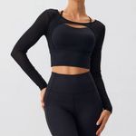 Berlook Black Cut Out Long Sleeve Top Photo 2