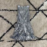 Lulus City Dreams Silver Sequin Sleeveless Skater Dress Photo 7