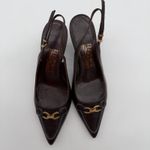 Salvatore Ferragamo  Acribia Slingback Kitten Heels Chocolate Brown Gold 7.5 Photo 7