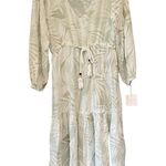 Cynthia Rowley NWT, Palm Print Linen Blend Swimsuit Cover Up Dress, Sz L Photo 5