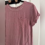 Madewell Gingham Maroon Red Checked Short Sleeve Dress with Pockets XS Viscose Photo 1