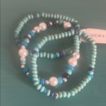 Lucky Brand New  Turquoise Dyed Howlite Pearl and Mixed Blue Beaded Bracelet Set Photo 5