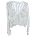 American Eagle  Boxy Cropped Oversized Open Knit Button V Neck Cardigan Sweater Photo 3