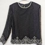 Laurence Kazar NEW beaded lace top vintage • black tie evening elegant formal Photo 1