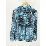Jaclyn Smith Collection Top Women LARGE Blue Snakeskin Print Button Down Photo 1