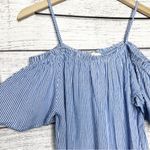 Moon Kiss  Blue & White Striped Off the Shoulder Top Size Small Cold Shoulder Photo 2