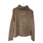 Tempo Paris  Fuzzy Alpaca Wool Blend Cowl Neck Sweater Brown Taupe | Size S Photo 2