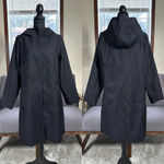 Eileen Fisher Channeled Rainwear Trench Long Line Jacket Coat Hooded Black M Photo 2