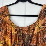 Live 4 Truth Orange Brown Mixed Pattern Peasant Top Balloon Sleeves Peplum Waist Photo 1