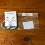 Marlyn Schiff Silver Tone Turquoise Beaded Hoop Trendy Earrings Hook Clasp New Photo 3