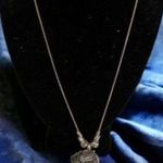 Vintage Indian Silver Oxidized Long Peacock Filigree Necklace Photo 1