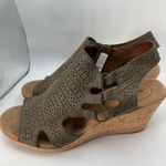 Rockport Cobb Hill Olive Green Leather Perforated Wedge Sandals‎ Size 9.5W Photo 9