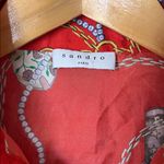 Sandro red silk cowboy boot western style long sleeve dress Size 4 Photo 4