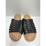 Me Too Arien Sandals Womens Size 6.5 Black Woven Slip On Leather Slide Photo 3