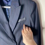 W By Worth Worth pinstripe leather accent tie blazer size 6 Photo 42