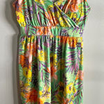 Jamie & Layla Tropical Floral Print Sleeveless Dress M Green Orange Purple Size M Photo 0