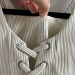 Years of Ours Ribbed Ivory Lace Up Sports Bra White Photo 3