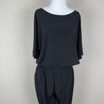 Clara Sun Woo Jumpsuit Womens Medium Black Stretch Waist Short Sleeve Cutout USA Photo 9