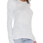 Free People Natasha Light Blue Ruched Long Sleeve Tee Photo 1