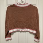 Bob Mackie  Tan & Pink Y2K Cropped 3/4 Sleeve Open Cardigan Sweater Photo 6