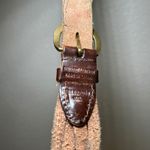 Brown Braided Leather Belt Studs Brass Buckle Women's M/L indie boho western Photo 3