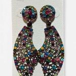 Large Sparkly Earrings with Gemstone Mosaic Pink Photo 0