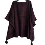 Cleobella  Sevigny Bordeaux Capelet One Size Burgundy Black Tassel Wrap Poncho Photo 4