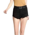 NWT KanCan High Rise Distressed Raw Fringe Hem Denim‎ Jean Shorts 0/23 Black Photo 0