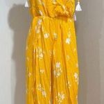 Free the Rose Women's Yellow Floral Print Split Wide leg Jumpsuit Size S Photo 0