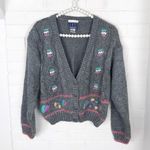 Vintage Bobble Hand Knit Cropped Cardigan Sweater Cottagecore Grannycore Size M Gray Size M Photo 0