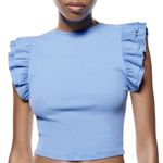 ZARA Blue Ruffle Sleeve Top Photo 0