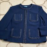 J. McLaughlin  Fanning Jacket Blazer Braided Trim Navy Blue, Size Small Photo 4