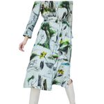 ZARA  Satin dress midi nature printed belted Gold Buttons Size Medium Photo 3