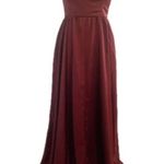 BHLDN  Anthropologie Elsie Straight Neck Satin A-Line Gown Burgundy Berry Photo 1