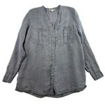 J Jill Love Linen S Small Shirt Button Front Roll Tab Sleeve V Photo 0