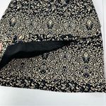 H&M Black Beige Jacquard Skirt Size 8 Lined Baroque Floral Tapestry Mini Photo 2