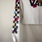 Vans Cropped Graphic Logo Tee Floral Checkered Print Long Sleeve, XS Photo 2