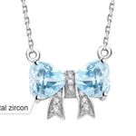 Blue Bow Necklace Silver Photo 3