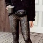 Spanx Faux Leather Leggings Size XL Leopard Print Metallic Stretch Sexy Hi-Waist Photo 0