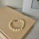 Pearl Bracelet Gold Bead Elegant Vintage “Lagaertha” Classic Minimal Pearlcore White Photo 4
