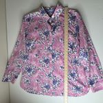 Talbots  Classic Cotton Shirt Magic Floral  Large Button Down‎ Preppy Lightweight Photo 6
