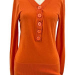 Sundance  Henley Cotton Rabbit Hair‎ Sweater Orange Size Small Photo 0