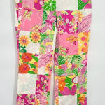 Lilly Pulitzer  Punch Bowl Patch Print Pants Size 2 Stretch Ankle Tropical Resort Photo 0