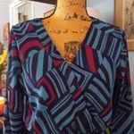 Everly Blue & Fuchsia Graphic Block Print Roll Up Sleeve Pull On Mini Dress Photo 3