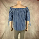 Kensie Blue Striped Off The Shoulder Top NWT MEDIUM Photo 4