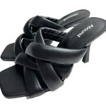 Abound  Sandals Size 6.5‎ Black Square Toe Woven Slip On High Heels Photo 0