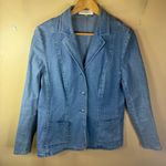 Escada Fitted Denim Blazer Jacket with Embroidery/Rhinestones Size 42 Blue US 12 Photo 0